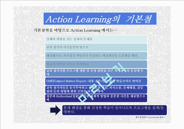 인사관리,실천학습(Action Learning),실천학습의 장 단점 및 효과,실천학습의 활용단계,삼성생명 MLCI 과정 사례,삼성생명 MLCI 과정   (8 )